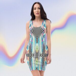 all over print bodycon dress white front 66429b1f6f2b3