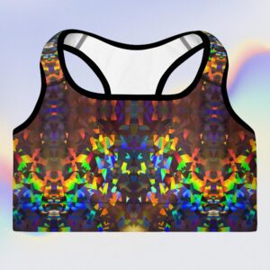 all over print padded sports bra black front 66dfc2480792b