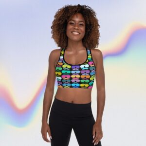 all over print padded sports bra black front 66ece8ac6f2e0