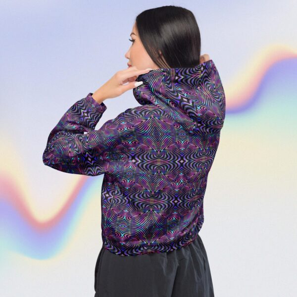 all over print womens cropped windbreaker black back 66dfd097a2a2b